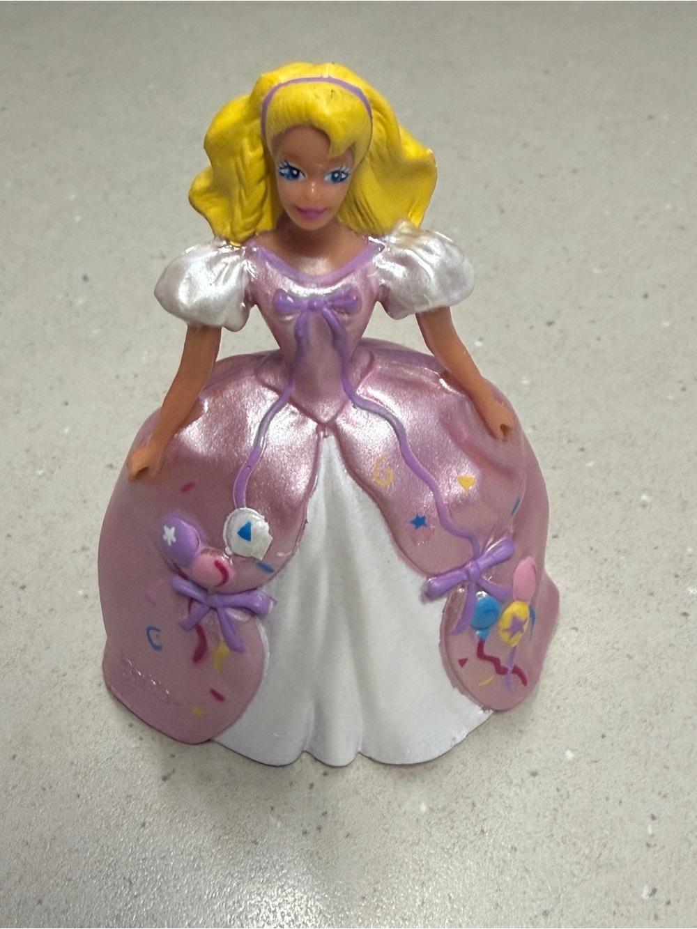 90’s Vintage Barbie Mini Birthday Party Dress Balloon Gown Figurine cake topper